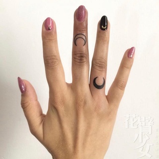 Đen Hình Xăm Dán Ngón Tay Họa Tiết Mặt Trăng Độc Đáo