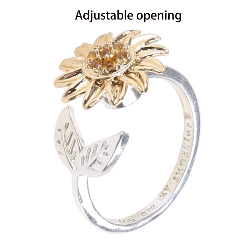 Nhẫn Xoay Hình Hoa Hướng Dương Màu Bạc Sáng Tạo Thời Trang Có Thể Điều Chỉnh Cho Nữ