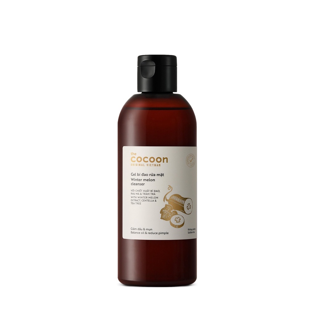 Gel rửa mặt bí đao Cocoon giúp làm sạch bụi bẩn, kiềm dầu, giảm nhờn, mụn, dưỡng da, cấp ẩm, da căng bóng, mịn màng