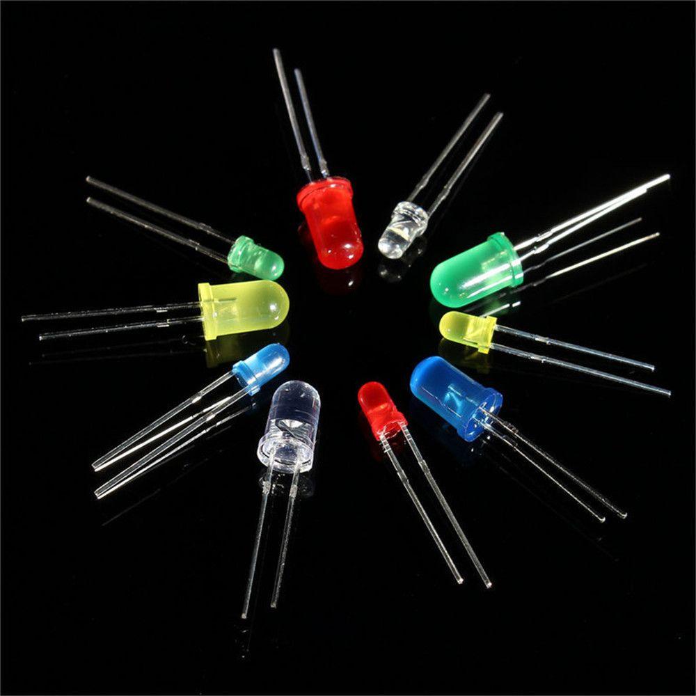 Set 200 Đèn LED Diode 5mm Màu Trắng / Xanh Lá / Vàng DIY