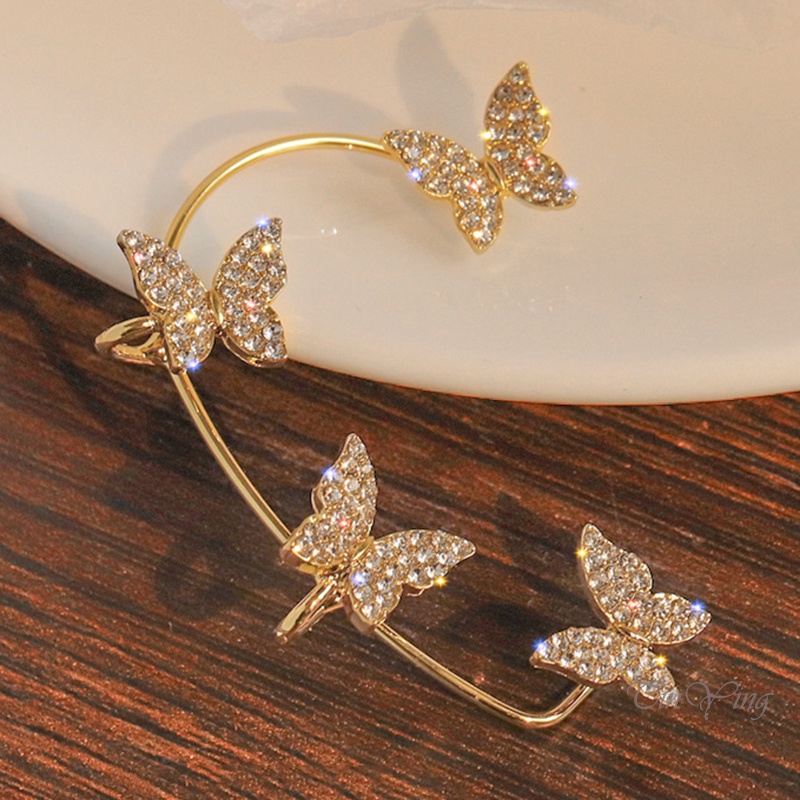 GETNOIVAS 1 Khuyên Tai Hình Bướm Đính Đá Zircon Thời Trang Nữ