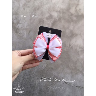 Kẹp tóc trắng mix ren đỏ size 9cm * 9cm cho bé gái ( ảnh thật )
