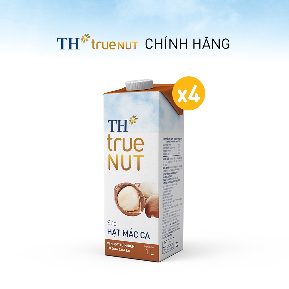 Combo 4 Hộp sữa hạt mắc ca TH True Nut 1L (1L x 4)