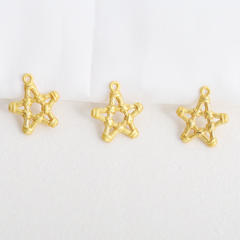 Mặt Dây Chuyền Hình Ngôi Sao Năm Cánh Bằng Đồng Mạ Vàng 18k 16mm Tự Làm Trang Sức