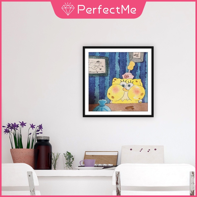 Bộ Tranh Đính Đá 5D Tự Làm Hình Spongebob 30x30cm Trang Trí Nhà Cửa