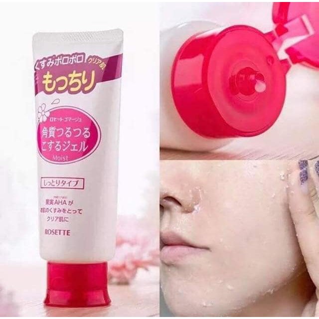 Gel rửa mặt tẩy da chết làm sáng da Rosette Peeling Gel màu hồng dành cho da khô 120g