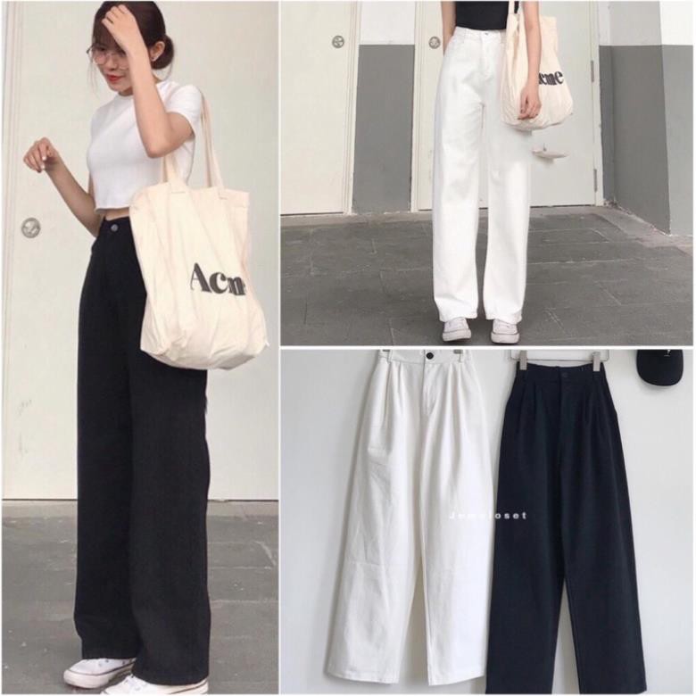 [BIG SALE] Quần Kaki Mềm Ống Rộng Lưng Cao Phong Cách Hàn Quốc Ulzzang Hot Hit