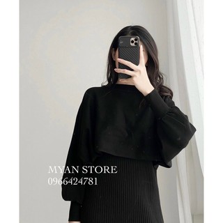SET ĐẦM THUN KÈM ÁO CROP