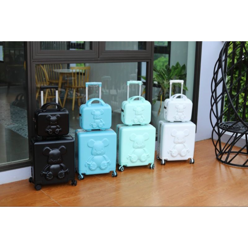 Vali bearbrickSize 18cm kèm cốp Bộ vali khóa sập, cốp cũng có khóa mã số
