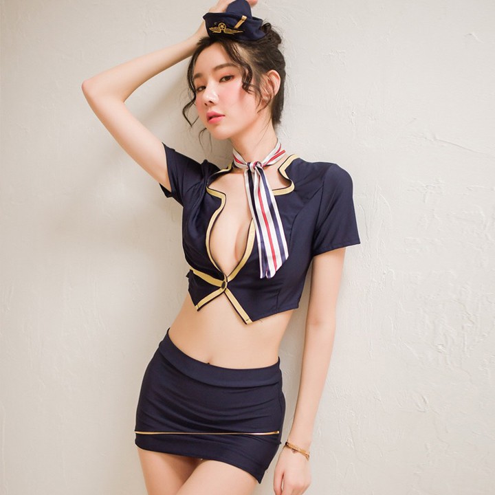 Bộ Cosplay Nữ Phi Công Sexy Set Đồ Ngủ Tiếp Viên Hàng Không Gợi Cảm BT052