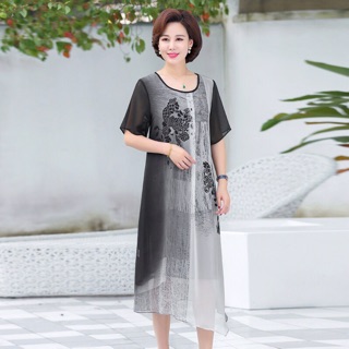 Đầm lụa nữ trung niên thiết kế dáng suông sang trọng  NP339