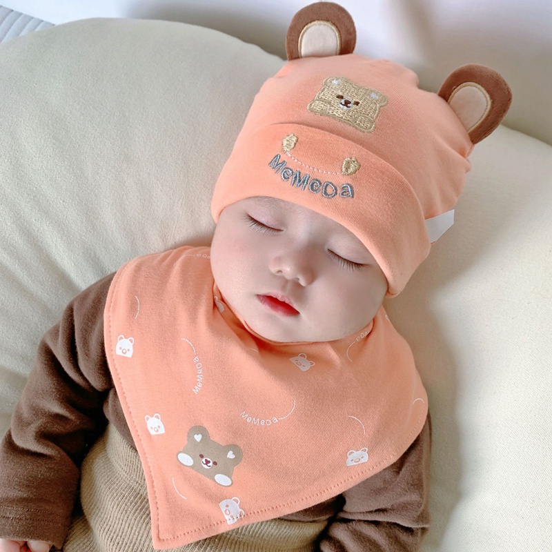Nón Vành Kèm Yếm Ăn Hoạt Hình Dễ Thương Cho Bé 0-12 Tháng Tuổi