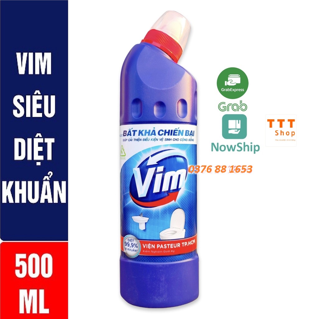 [Hoả Tốc] Nước Tẩy Bồn Cầu Toilet Vim Diệt Khuẩn 500ml - Xanh Biển 500 ml 500g