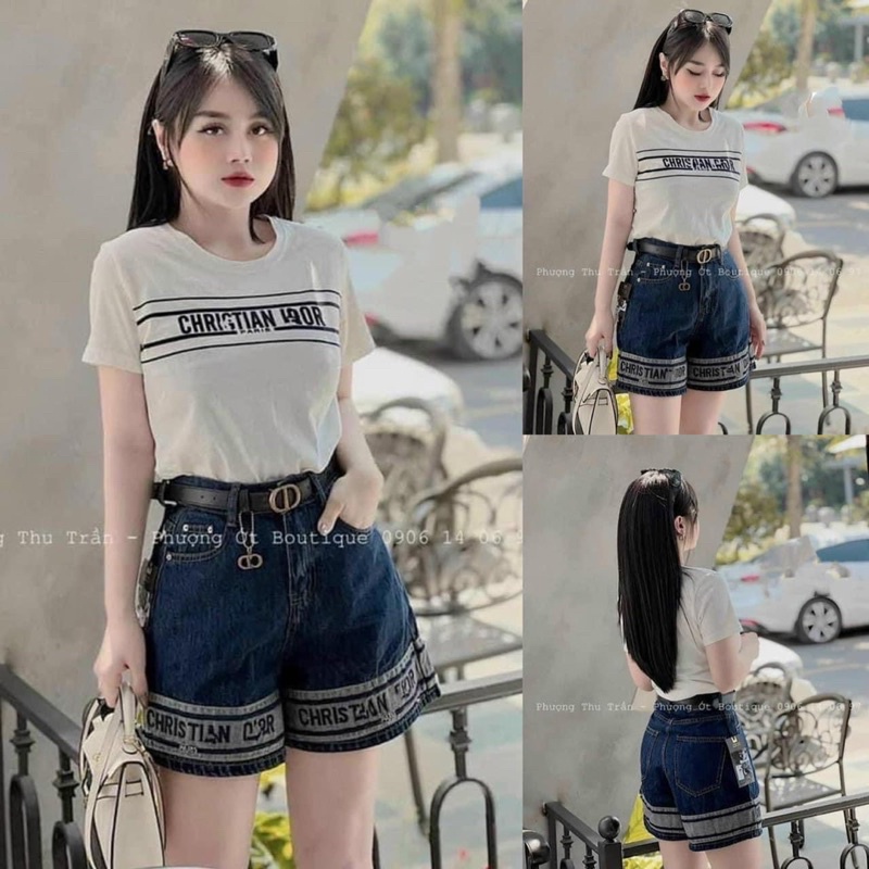Quần short bò gấu viền D siêu phẩm