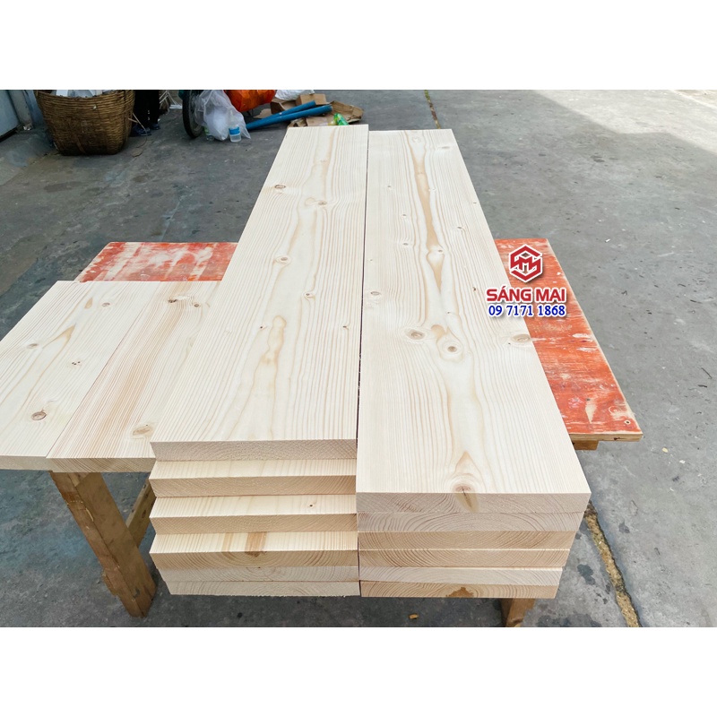 Tấm gỗ thông mặt rộng 25cm x dày 3cm x dài 1m2 + láng mịn 4 mặt