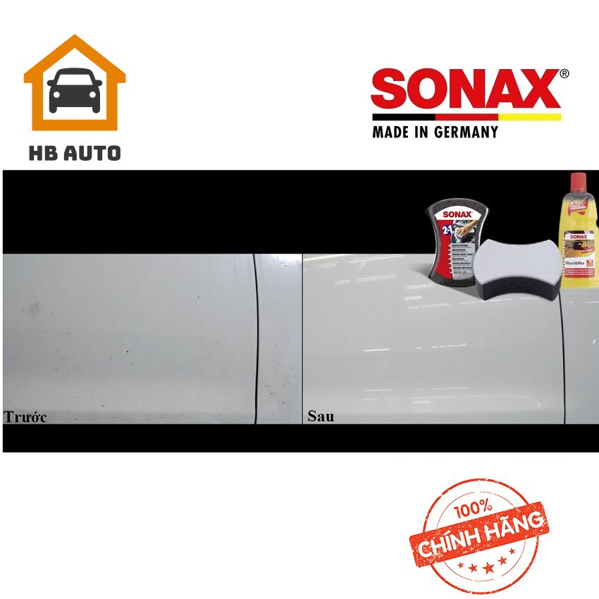 Nước rửa xe 2:1 SONAX Wash & Wax (Rửa & Wax bóng sơn) 1Lít 313341
