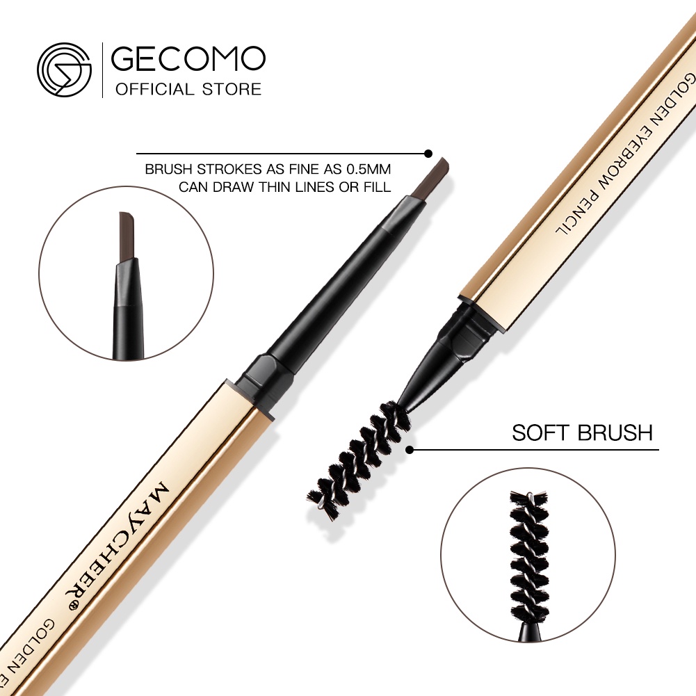 Chì Kẻ Lông Mày GECOMO Chống Nước Lâu Phai Thiết Kế Vỏ Màu Vàng Đồng
