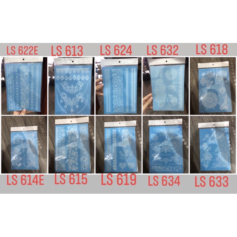 Miếng Dán Hình Xăm Henna Ren Trắng Chống Nước