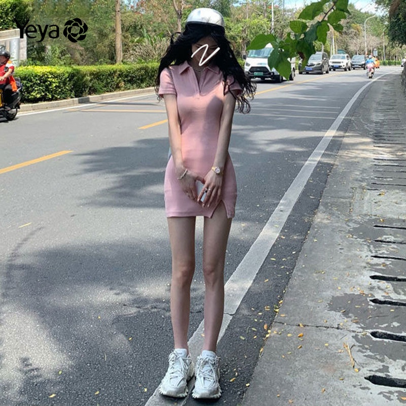 Đầm YEYA tay ngắn cổ polo ôm dáng thời trang quyến rũ cho nữ