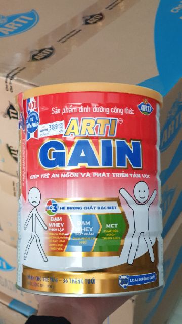Sữa Arti Gain dành cho trẻ Suy dinh dưỡng, Biếng ăn (900g) - mẫu mới 2021