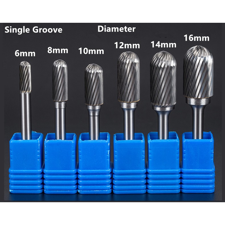 Kiểu Mũi mài hợp kim vonfram chân 6mm Tungsten Carbide Rotary Burrs Milling Cutter Rotary Tool