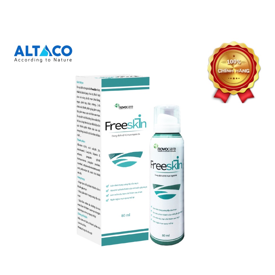 Xịt mụn lưng FREESKIN novocare - Sạch mụn, Hết thâm, Tự tin vai trần đón hè - Chai xịt công nghệ B.O.V 360° hiện đại