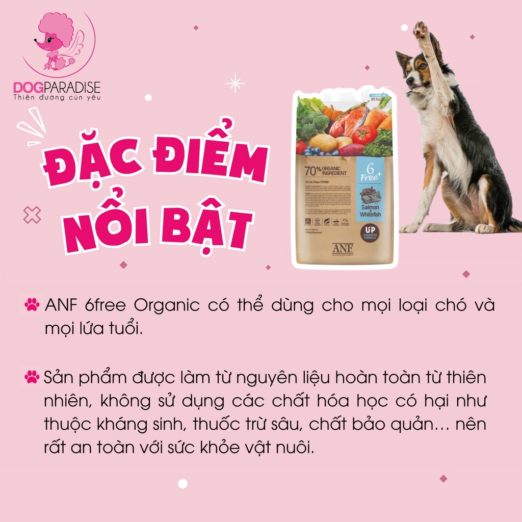 Thức ăn hạt hữu cơ cho chó ANF 6FREE Organic Lamb nhiều hương vị thơm ngon 2/6kg