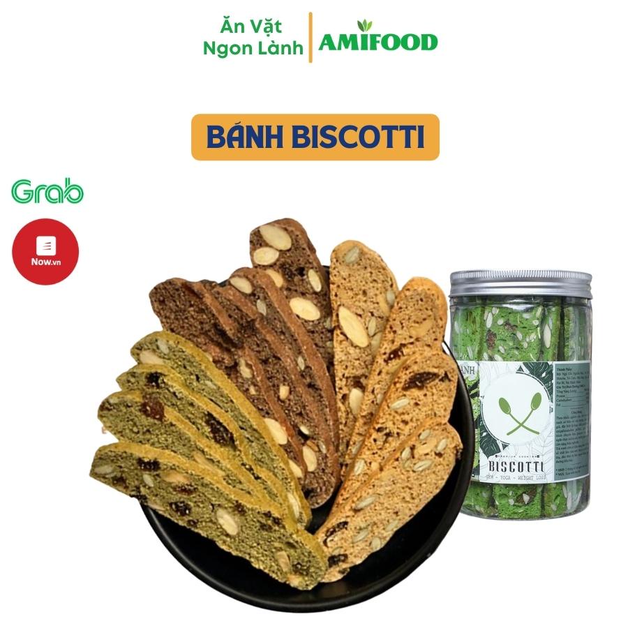 Bánh Biscotti Ăn Kiêng Nguyên Cám Amifood, Bánh Ngũ Cốc Giảm Cân - 500Gram