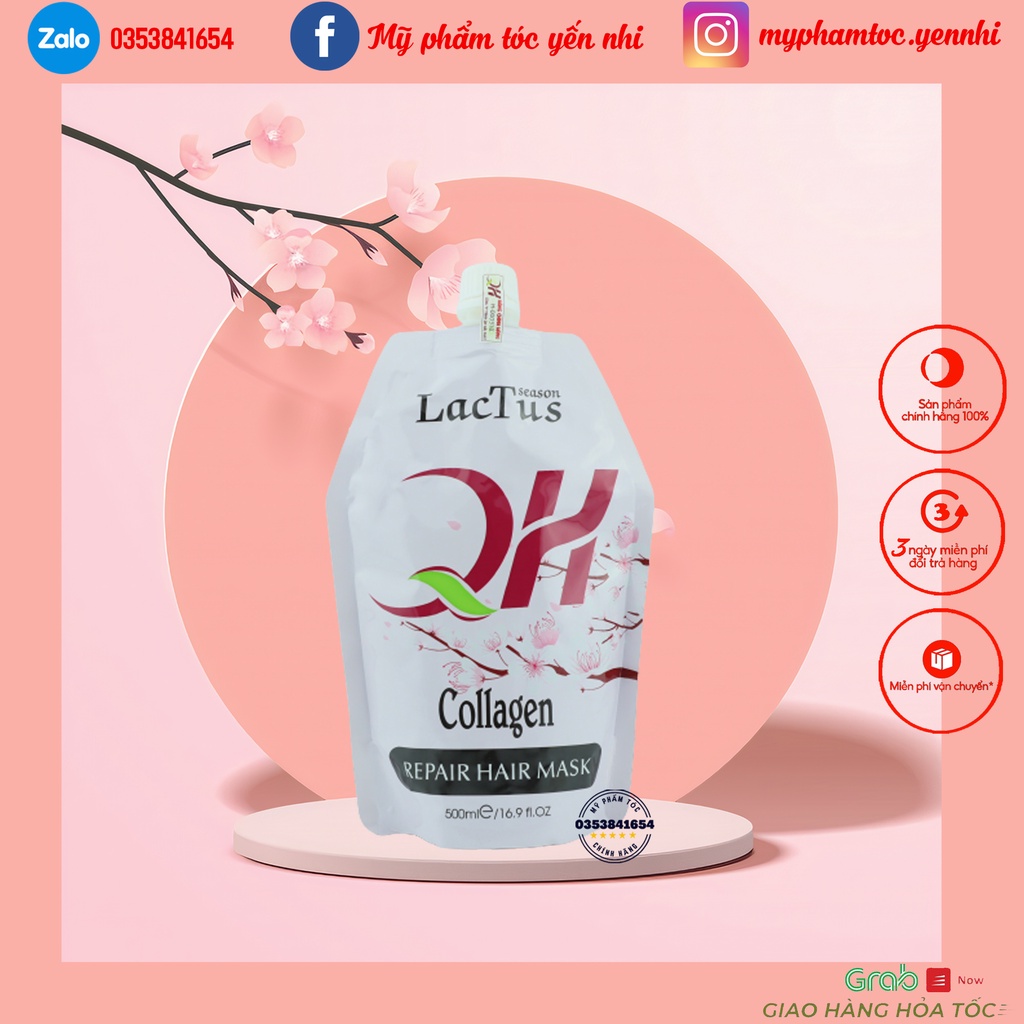 Kem ủ tóc QH Lactus season giảm gãy rụng phục hồi hư tổn QH lactus season chống xơ rối và tăng cường độ ẩm hấp tóc 500ml