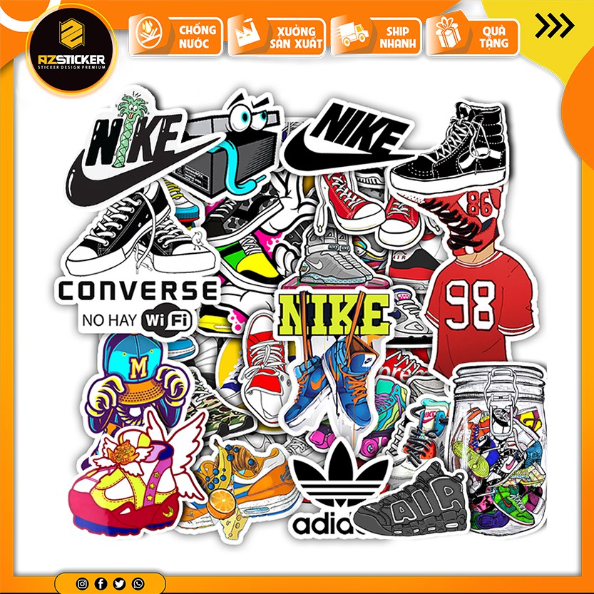 [Set 50+] Sticker Sneaker - Sưu Tập Giày | Dán Nón Bảo Hiêm, Điện Thoại, Laptop, Bình Nước...Chống Nước, Chống Bay Màu