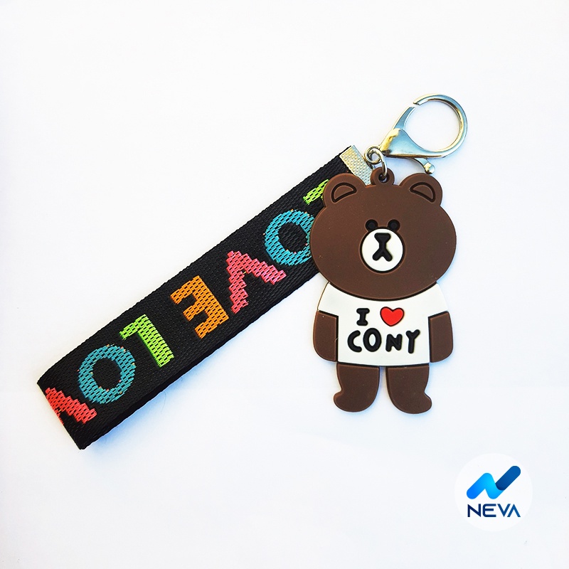 Móc Khóa Gấu Brown Mặc Áo Love Cony Siêu Cute (cao su) PK36