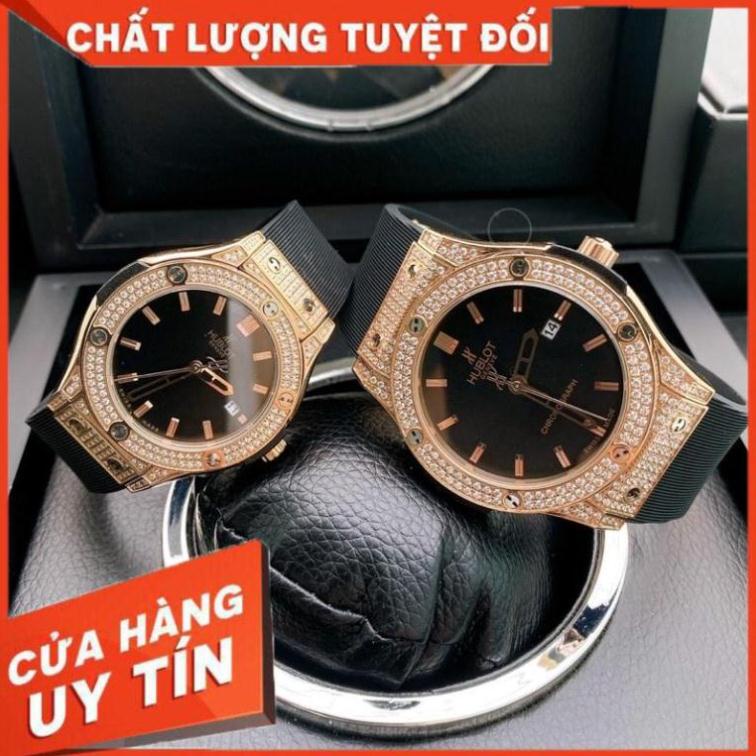 Đồng hồ hublot nam Nữ Hublot mặt tròn size 42mm , máy quart nhật xịn - Bảo hành 12 tháng