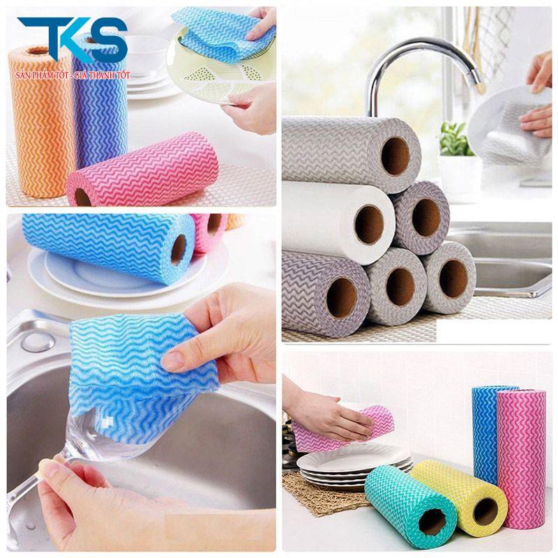 Cuộn 50 khăn vải không dệt lau đa năng nhà bếp