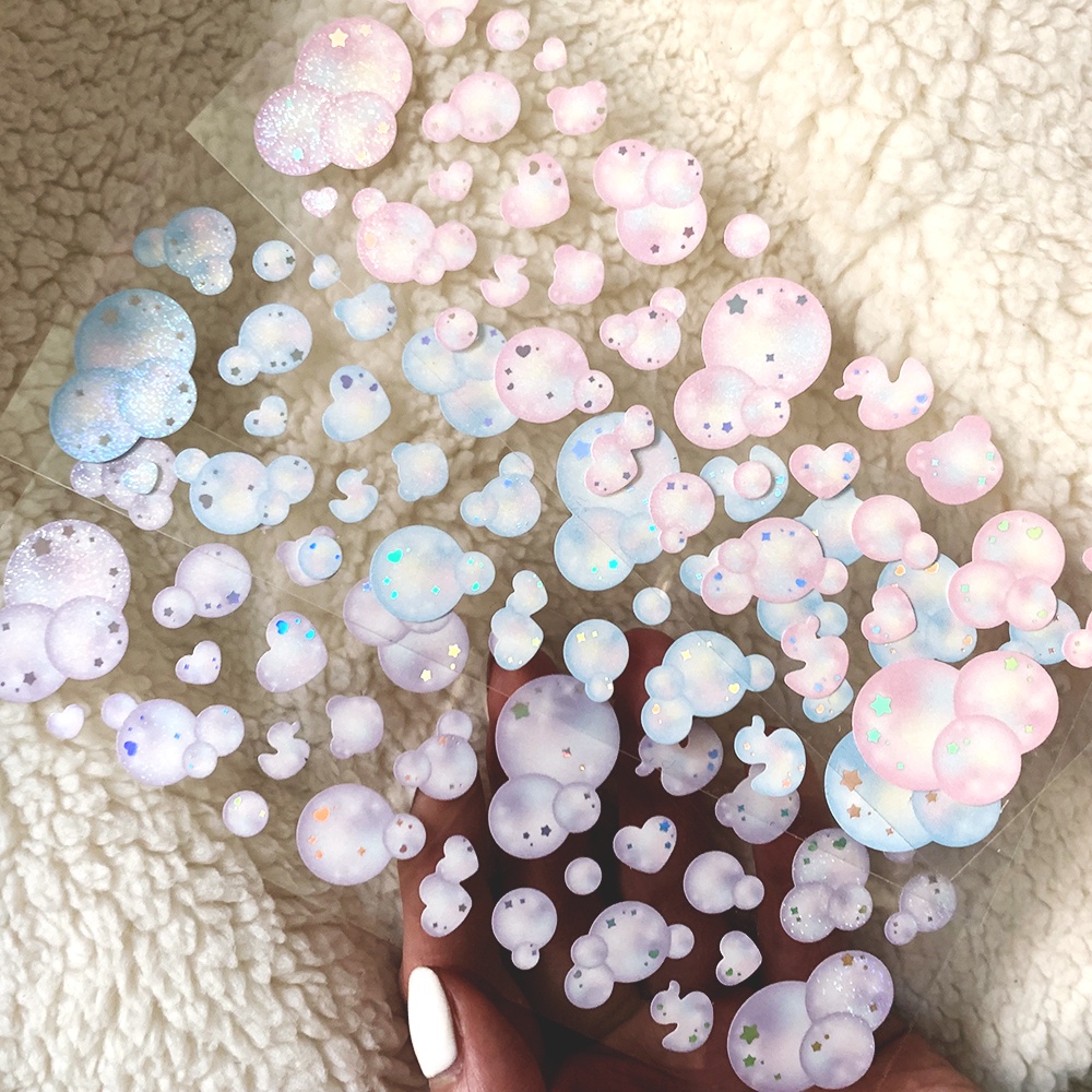 Miếng Dán Bong Bóng / Hình Dán Ba Chiều Hàn Quốc Dễ Thương / Tay Áo Tải Polco Tạp Chí DIY