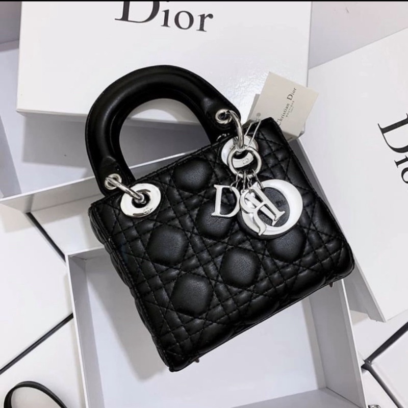 Túi D I O R lady mini zize 14 bản tag bạc siêu xinh hàng chuẩn đẹp ( full hộp )