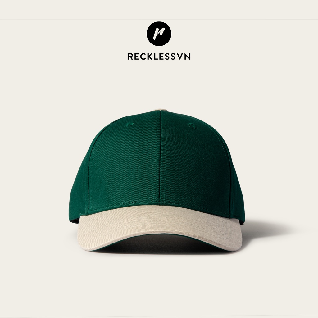 [Mã LT50 giảm 50k đơn 250k] Nón Bóng Chày Lưỡi Trai Màu Navy Phối Be Reckless Signature Ballcap Vải Kaki Cotton