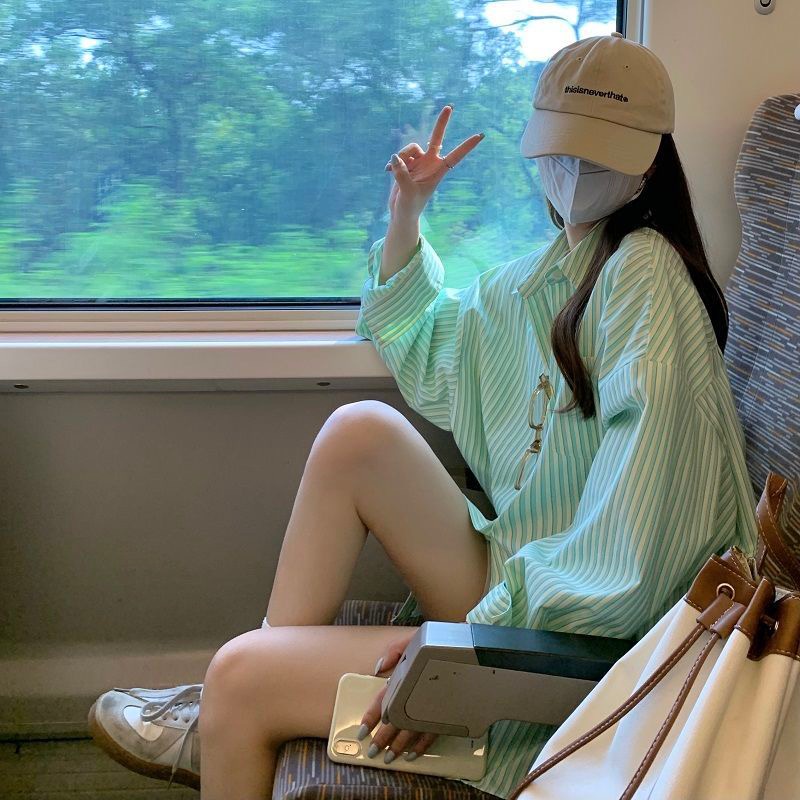 QKOOLE Áo Sơ Mi Nữ Dài Tay Dáng Rộng Phong Cách Hàn Quốc