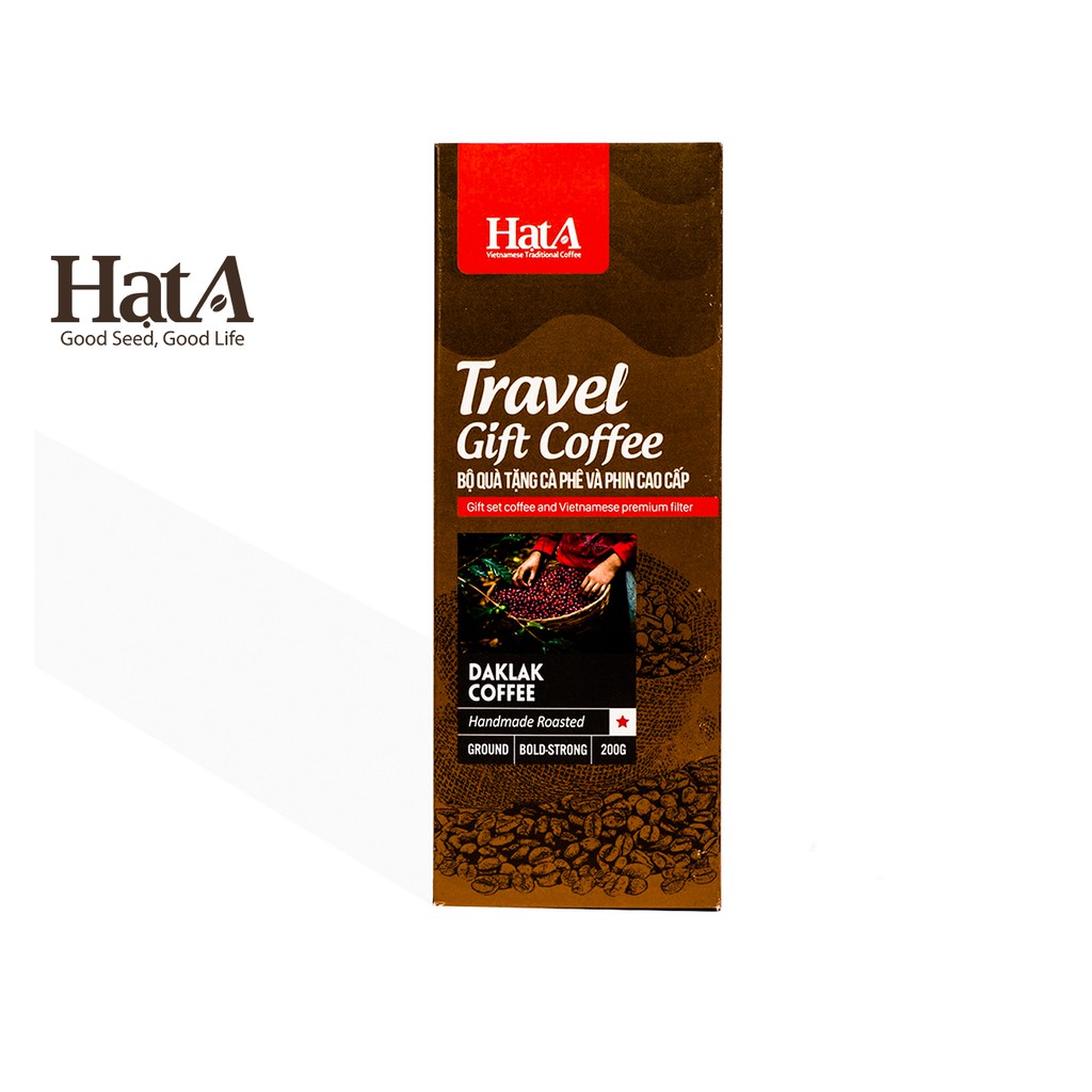 Cà phê rang xay Hạt A Cafe Travel Gift Coffee 100% hạt Robusta Dak Lak nguyên chất 200gr