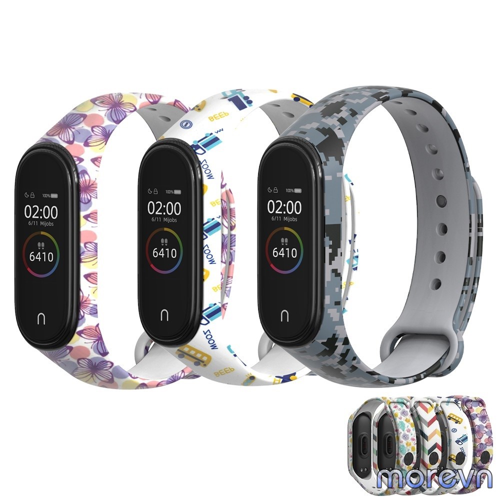 Dây đeo cao su họa tiết Mi band 4, mi band 3 chính hãng Mijobs - dây đeo thay thế miband 3, miband 4 họa tiết Mijobs