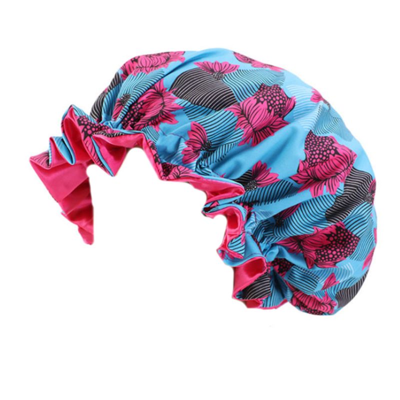 Han Mũ Satin Hai Lớp Siêu Lớn Ankara Bonnets Có Thể Đảo Ngược Viền Gợn Sóng Lớn Co Giãn Khi Ngủ Cho Nữ