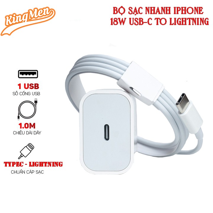 Bộ Sạc Nhanh Iphone 18W USB-C To Lightning