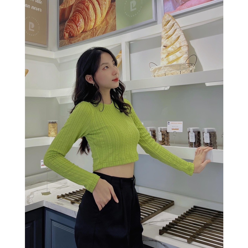 Áo thun crop tay dài bibe