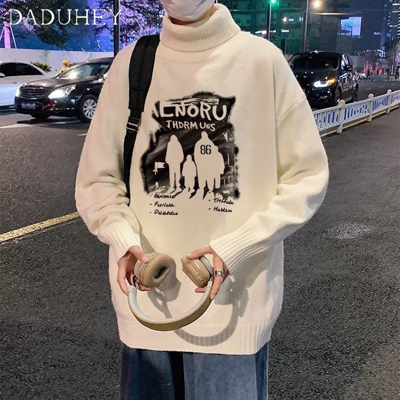 DaDuHey Ins Fashionable Printed Sweater Men's Autumn Korean-Style Fashionable Loose  Long Sleeve Top
