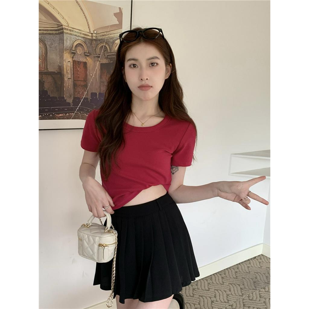 Áo Thun Cổ Tròn Ngắn Tay Dáng Ôm Ngắn Thời Trang Cá Tính 62107