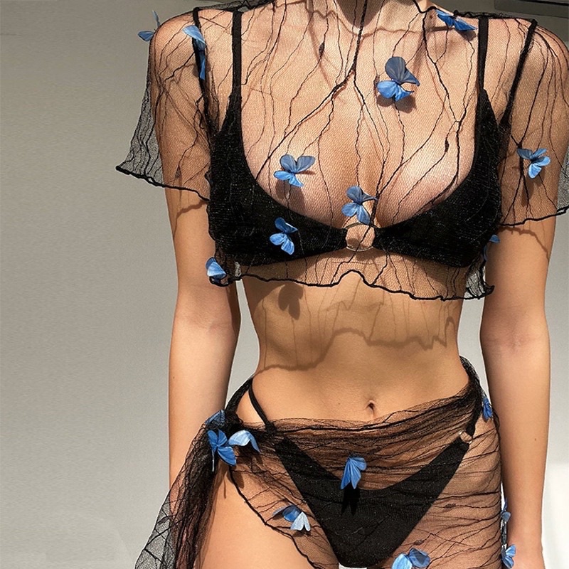 Set Áo & Khăn lưới hình bướm