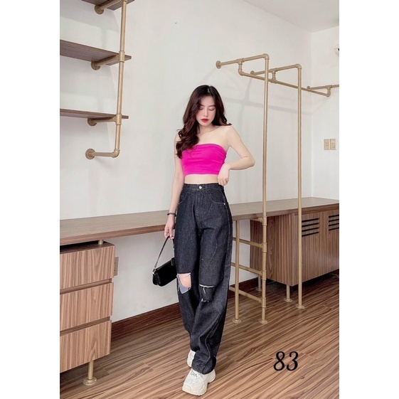 BAGGY JEANS ỐNG SUỐNG ĐEN RÁCH 3