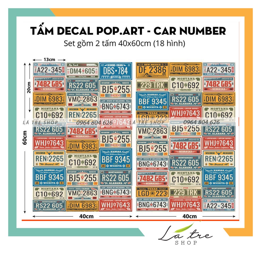 Hình dán tường poster tranh decor vintage trang trí phòng ngủ áp phích dán tường quầy bar POP.ART CAR NUMBER 1016