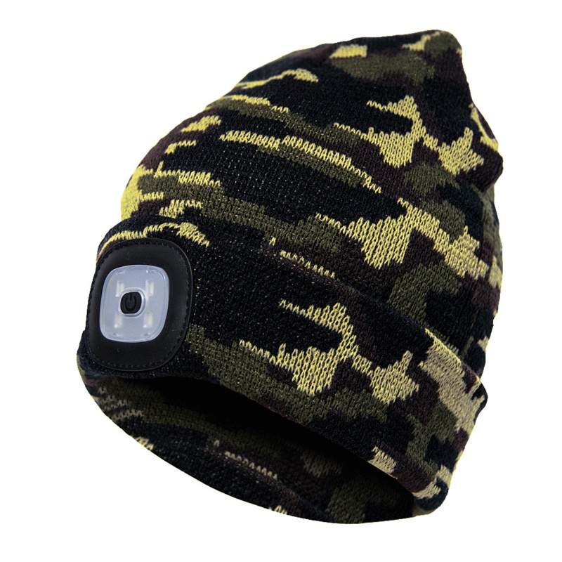 Mũ Beanie Dệt Kim Có 4 Đèn LED Phát Sáng Dành Cho Mùa Đông