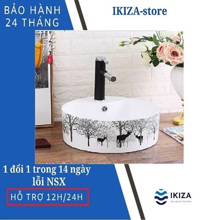 Lavabo bàn đá hươu tròn, bồn rửa mặt hươu tròn ikiza chính hãng giá tốt