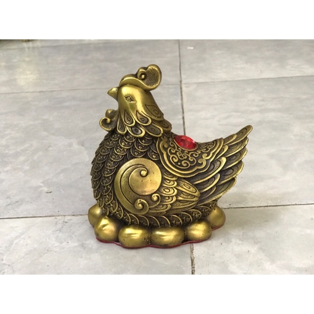 Gà Mái Lông Tiền Đẻ Trứng Vàng Vật Phẩm Phong Thủy Bằng đồng